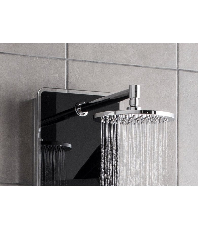 Badplaats Douchepaneel Nevada Met Thermostaatkraan - Zwart Glas