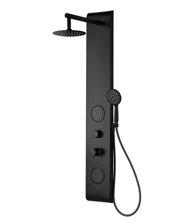 badplaats Douchepaneel Suva met mengkraan - Zwart aluminium