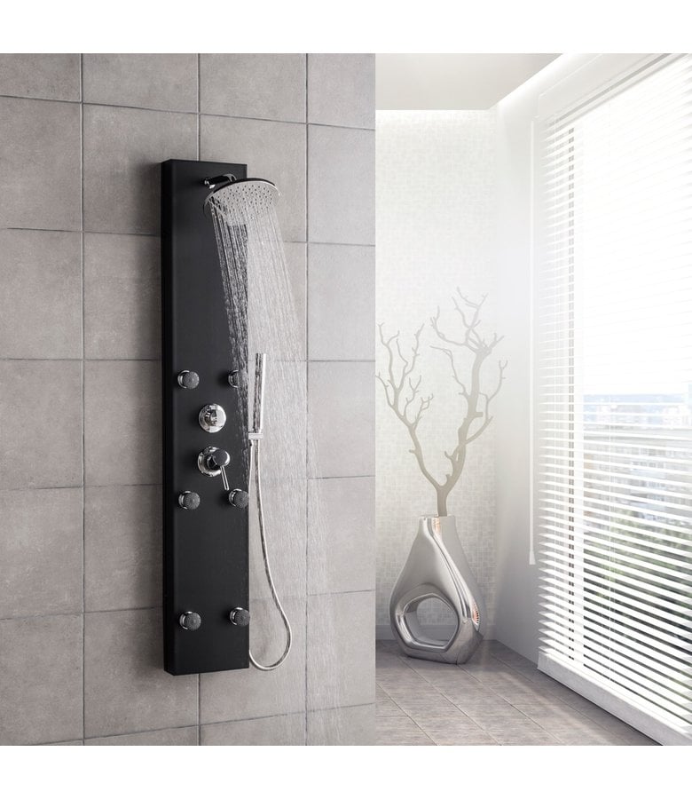 Badplaats Douchepaneel Valencia Met Mengkraan - Zwart