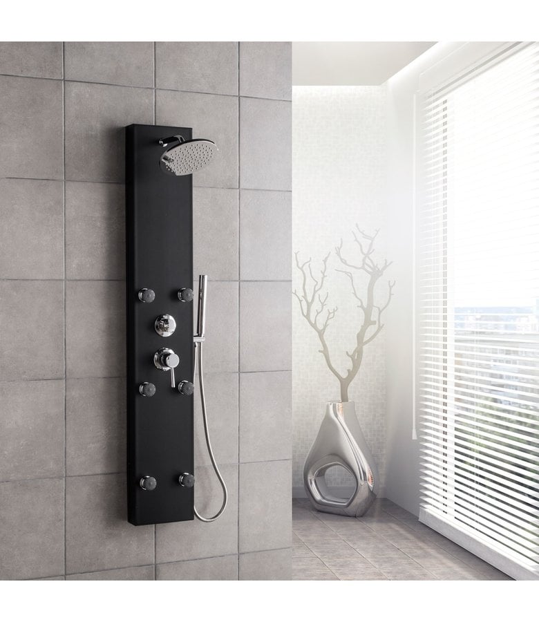 Badplaats Douchepaneel Valencia Met Mengkraan - Zwart