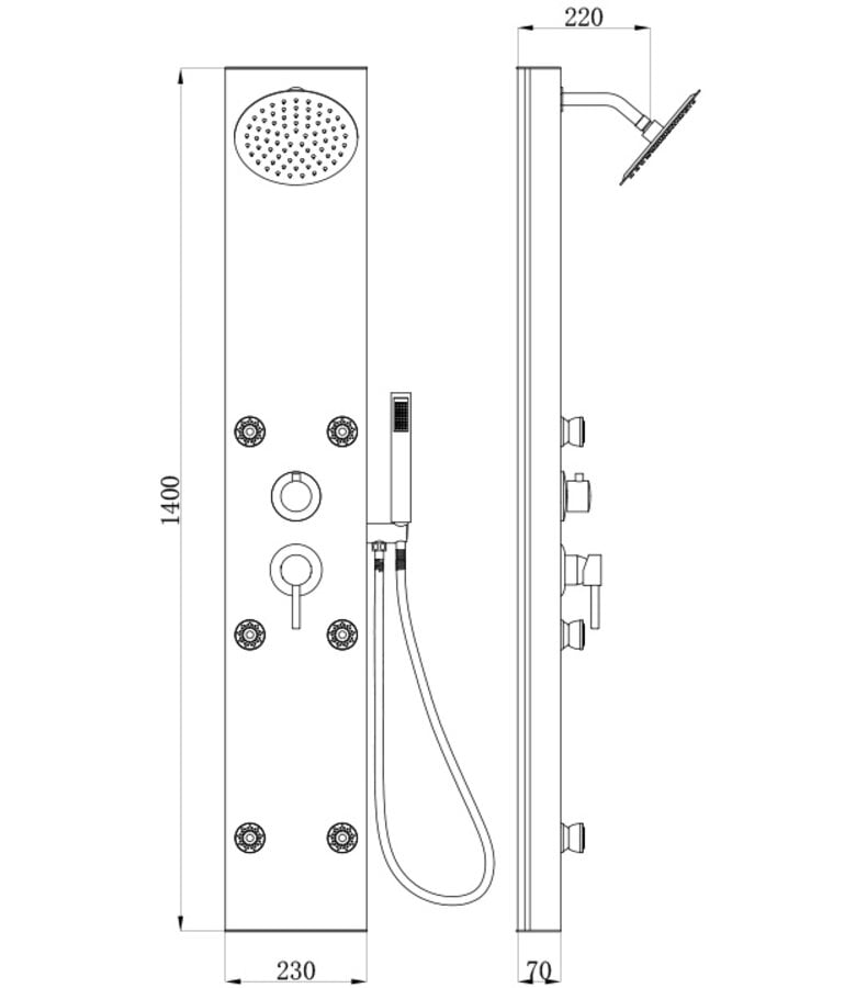 Badplaats Douchepaneel Valencia Met Mengkraan - Zwart