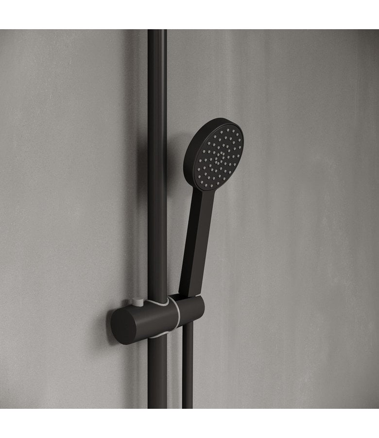Badplaats Douchestang Set Samar - Zwart - Thermostaat - Met Handdouche En Douchekop
