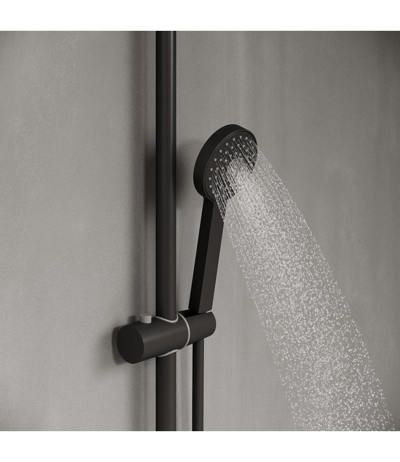 Badplaats Douchestang Set Samar - Zwart - Thermostaat - Met Handdouche En Douchekop