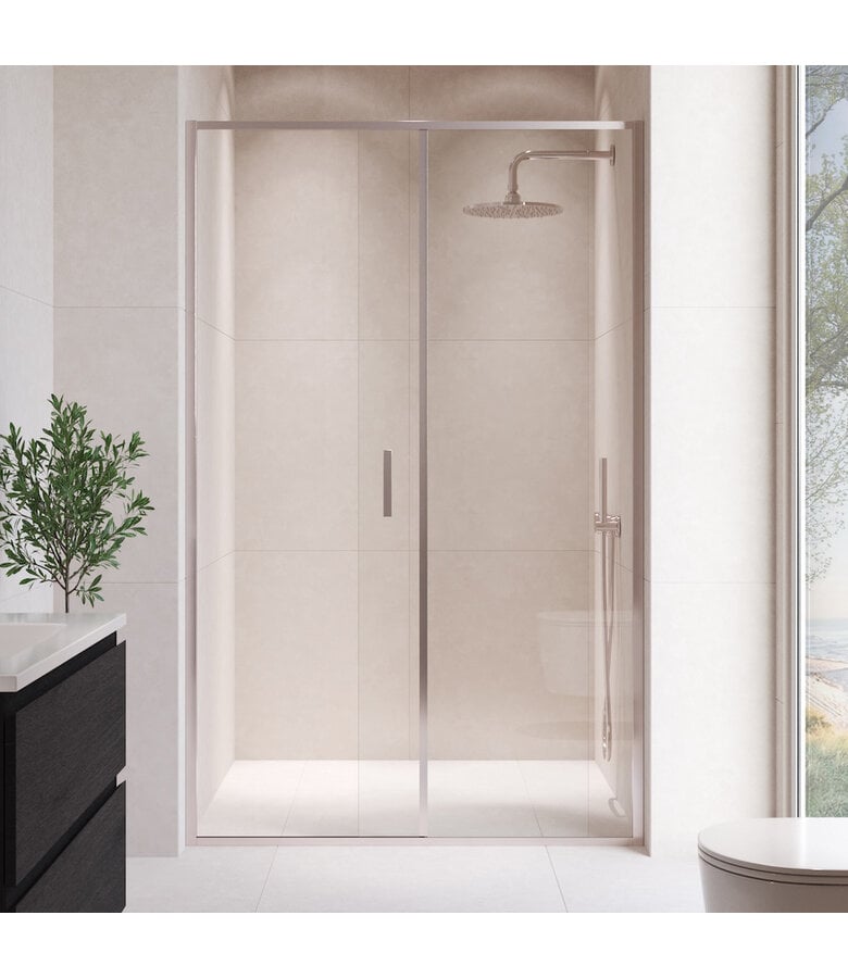 Badplaats Douchewand Calgary 100 X 190 Cm - Chroom - Met Nano Coating