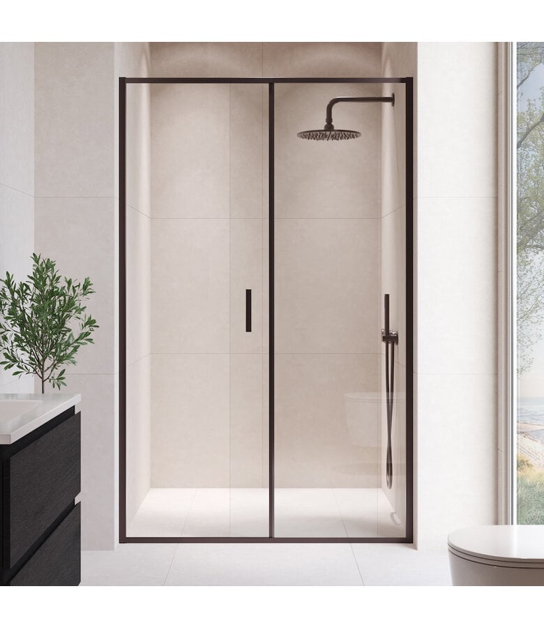 Badplaats Douchewand Calgary 120 X 190 Cm - Zwart - Met Nano Coating