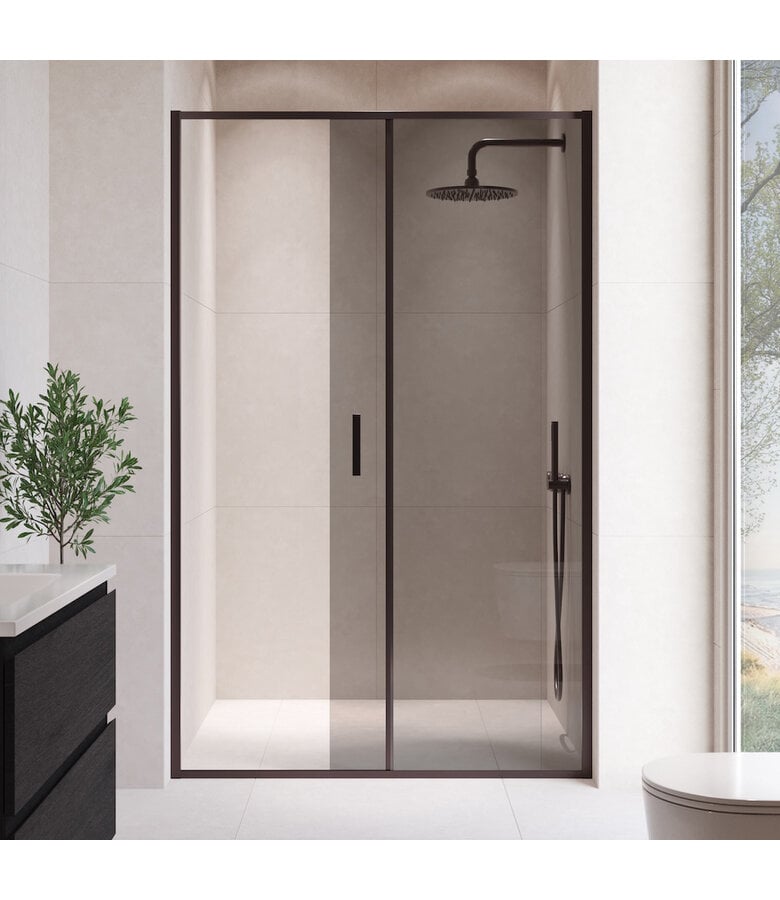 Badplaats Douchewand Calgary 120 X 190 Cm - Zwart Met Rookglas - Met Nano Coating