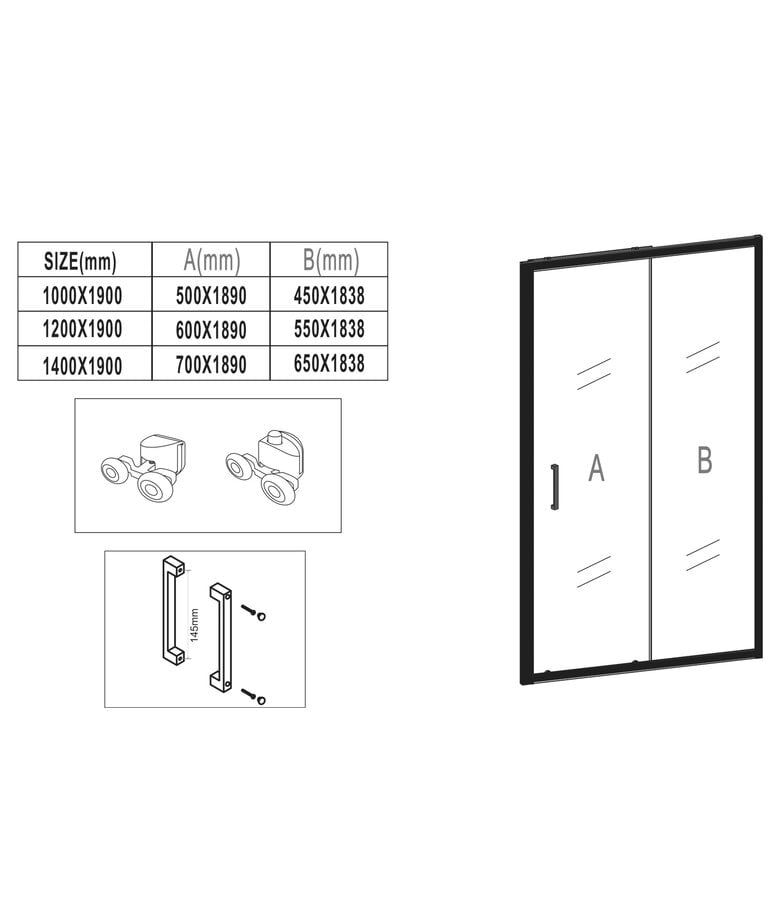 Badplaats Douchewand Calgary 120 X 190 Cm - Zwart Met Rookglas - Met Nano Coating