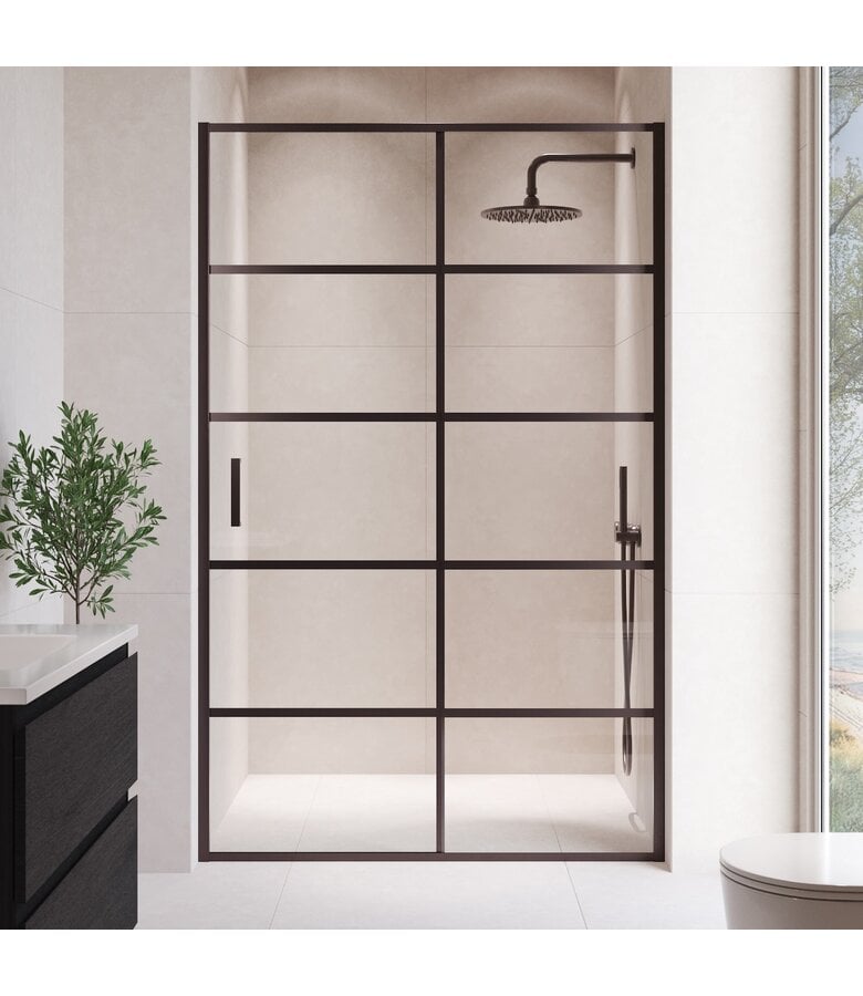 badplaats Douchewand Calgary 120 x 190 cm - zwart - met strepen - met nano coating