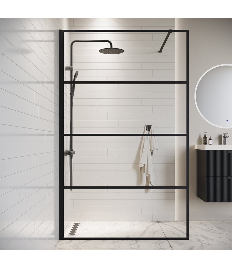 Badplaats Douchewand Essos 100 X 200 Cm - Zwart - Nano Coating