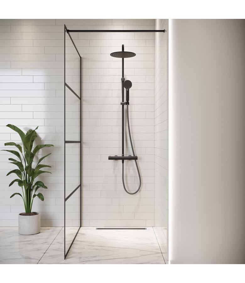 Badplaats Douchewand Essos 120 X 200 Cm - Zwart - Nano Coating