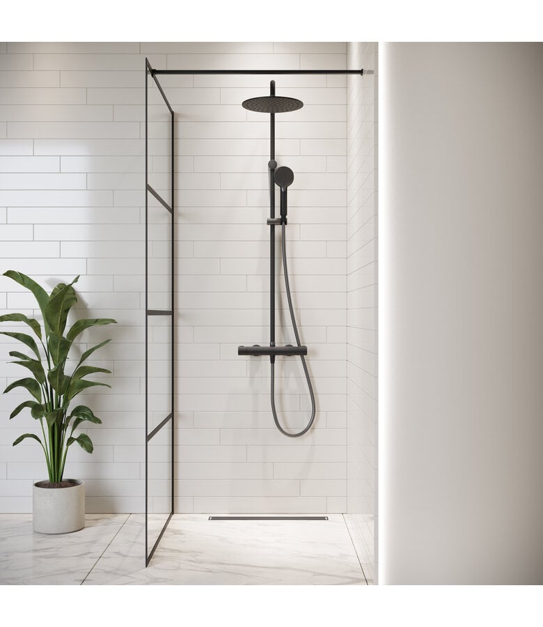 Badplaats Douchewand Essos 50 X 200 Cm - Zwart - Nano Coating