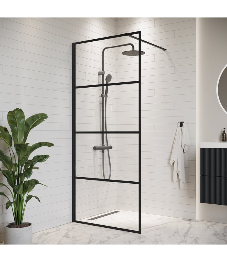 badplaats Douchewand Essos 50 x 200 cm - zwart - nano coating