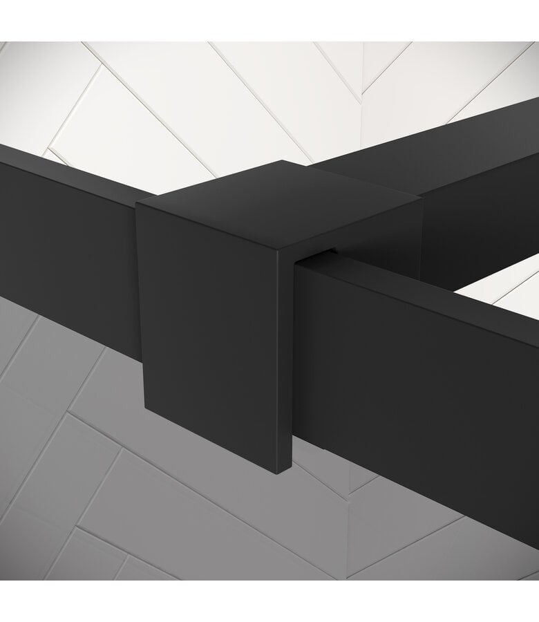 Badplaats Douchewand Essos 50 X 200 Cm - Zwart - Rookglas Met Nano Coating