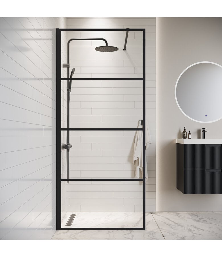 Badplaats Douchewand Essos 90 X 200 Cm - Zwart - Nano Coating