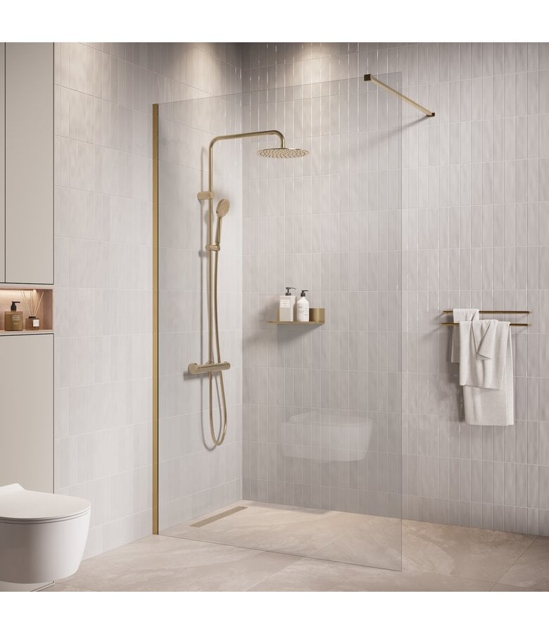 badplaats Douchewand Florida 100 x 200 cm - goud - nano coating