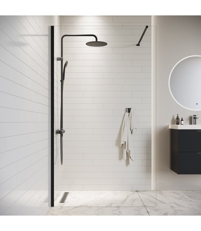 Badplaats Douchewand Florida 100 X 200 Cm - Zwart - Nano Coating