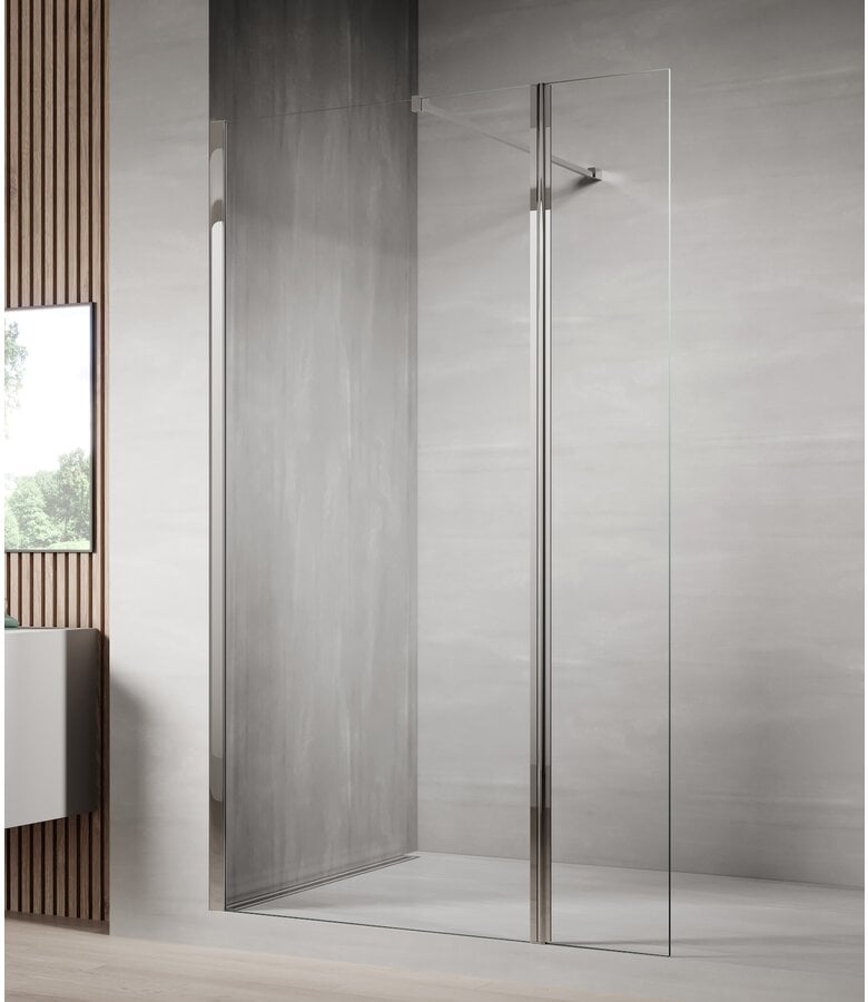 Badplaats Douchewand Florida 120 X 200 Cm - Chroom - Met Draaipaneel (30 Cm)