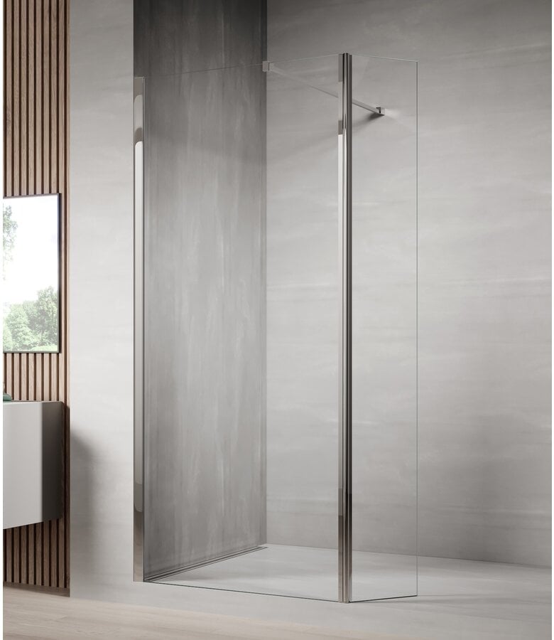 badplaats Douchewand Florida 120 x 200 cm - chroom - met draaipaneel (30 cm)