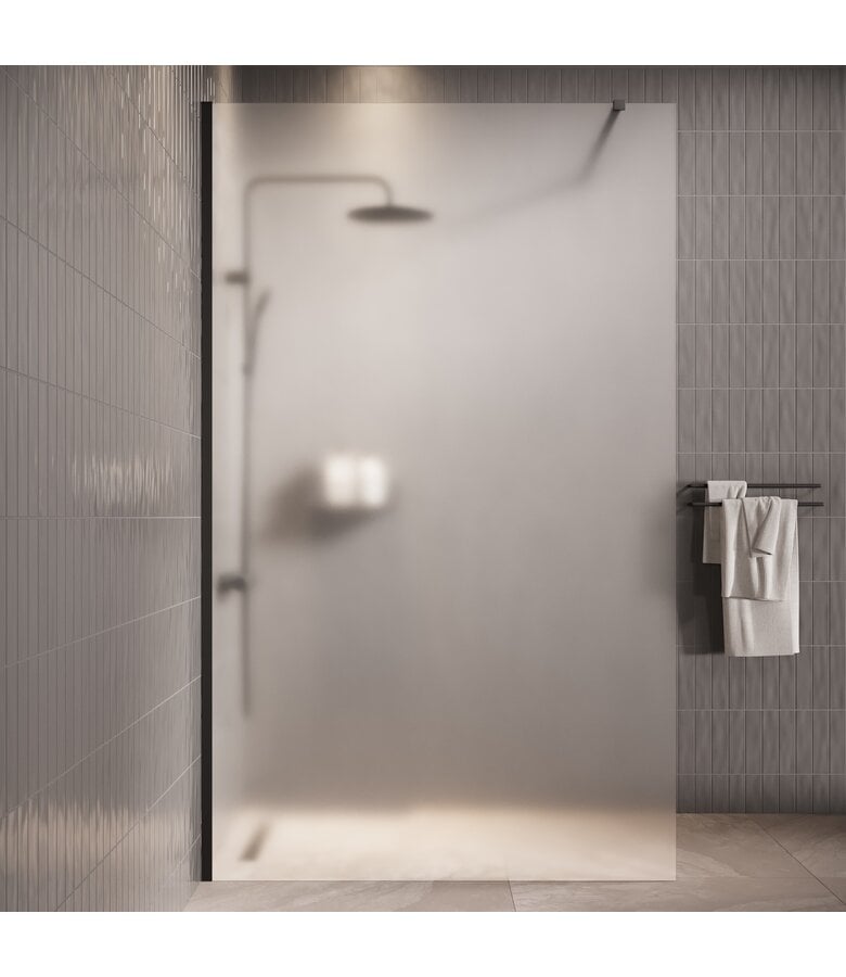 Badplaats Douchewand Florida 120 X 200 Cm - Zwart - Melkglas