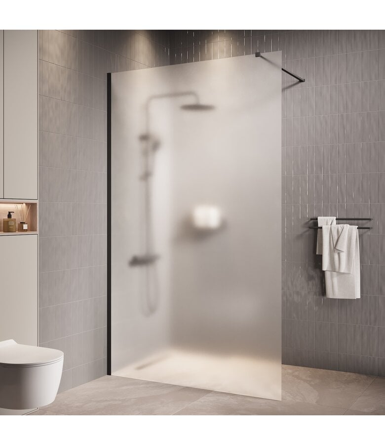badplaats Douchewand Florida 120 x 200 cm - zwart - melkglas