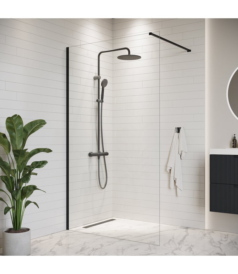 badplaats Douchewand Florida 120 x 200 cm - zwart - nano coating