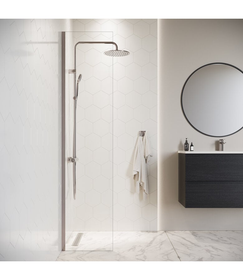 Badplaats Douchewand Florida 40 X 200 Cm - Chroom - Nano Coating