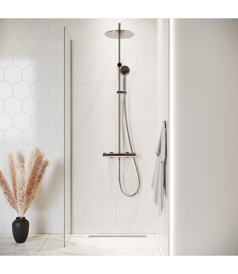 Badplaats Douchewand Florida 40 X 200 Cm - Chroom - Nano Coating