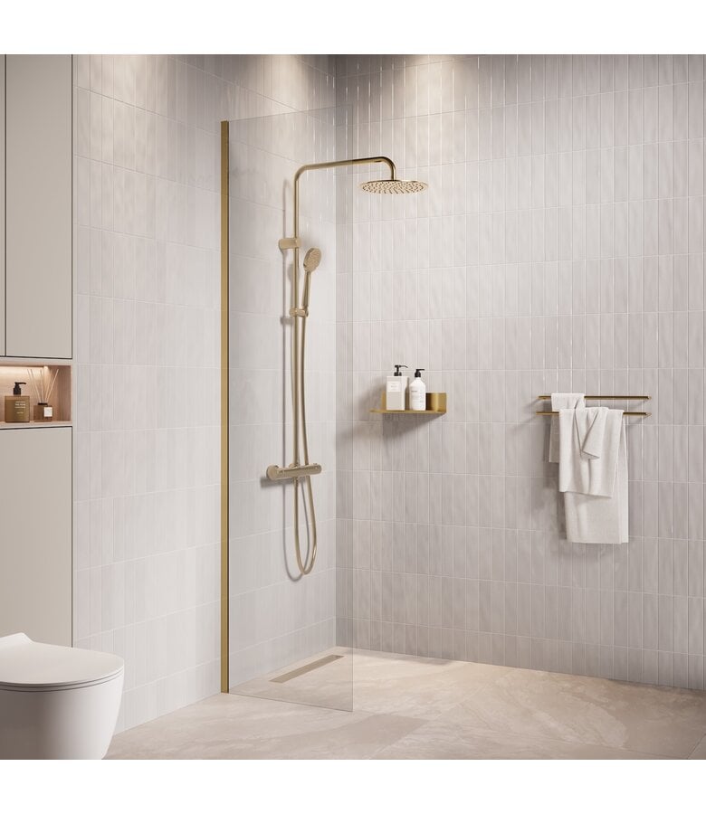 badplaats Douchewand Florida 40 x 200 cm - goud - nano coating badplaats Douchewand Florida 40 x 200 cm - goud - nano coating