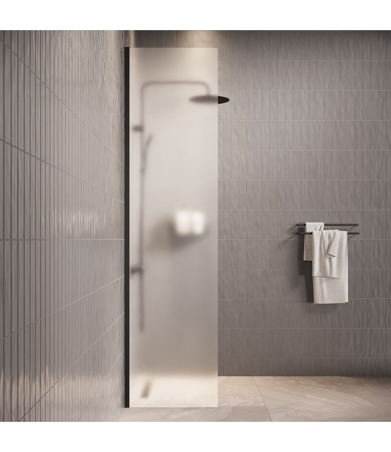 Badplaats Douchewand Florida 40 X 200 Cm - Zwart - Melkglas