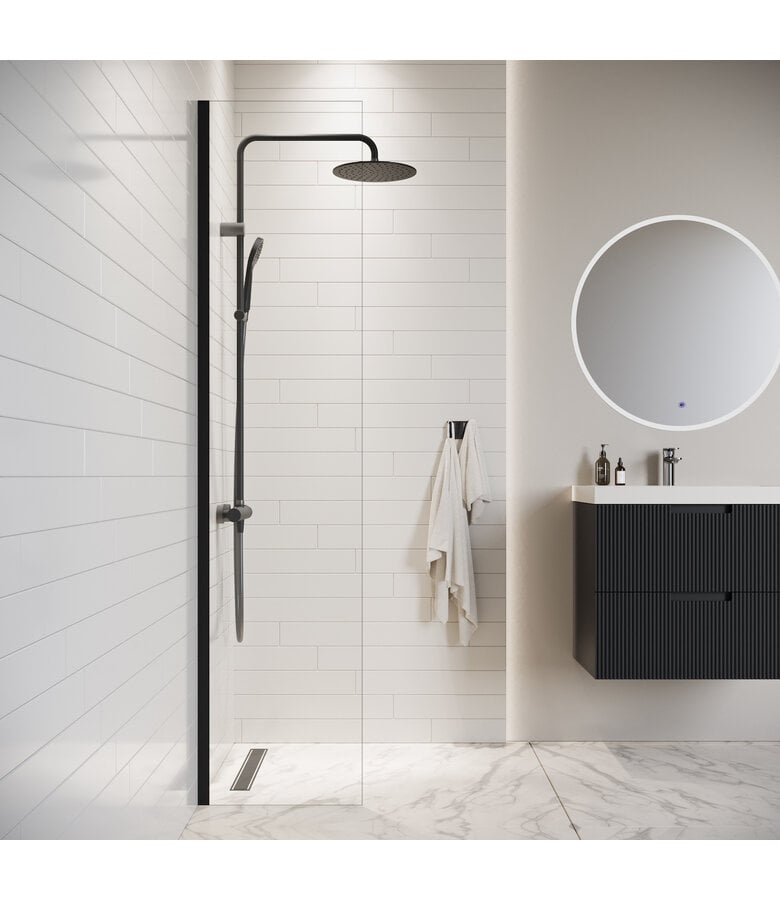 Badplaats Douchewand Florida 40 X 200 Cm - Zwart - Nano Coating