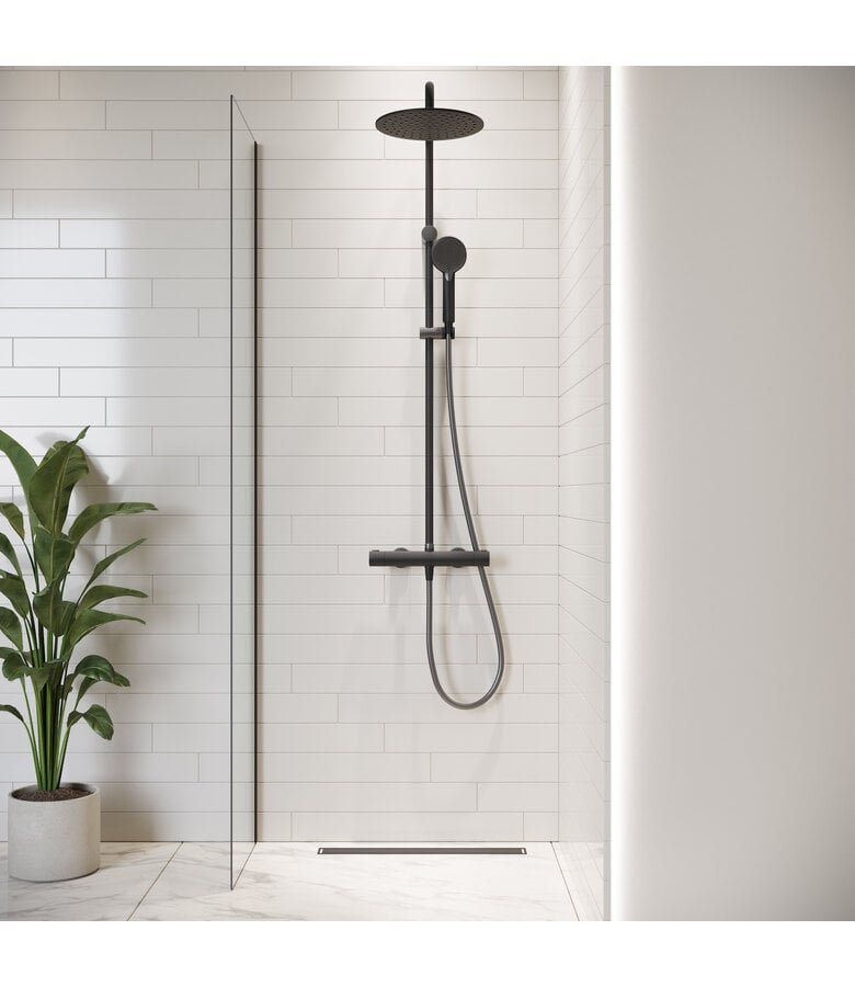 Badplaats Douchewand Florida 40 X 200 Cm - Zwart - Nano Coating