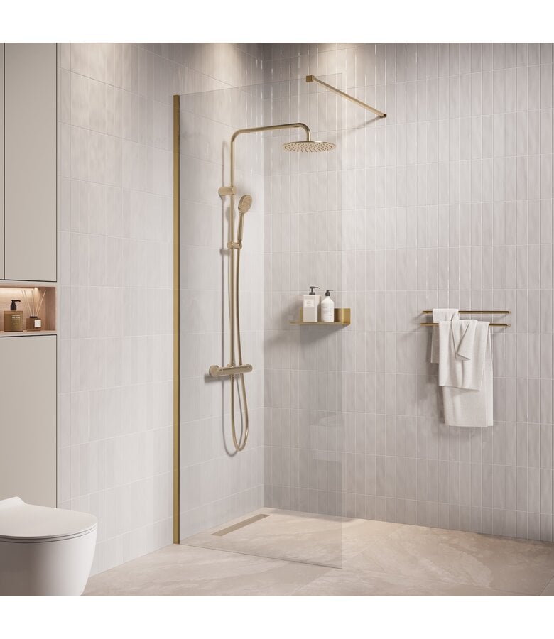 badplaats Douchewand Florida 50 x 200 cm - goud - nano coating badplaats Douchewand Florida 50 x 200 cm - goud - nano coating