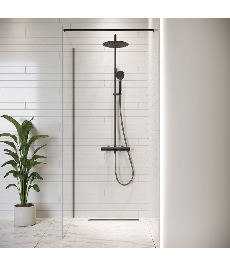 Badplaats Douchewand Florida 50 X 200 Cm - Zwart - Nano Coating