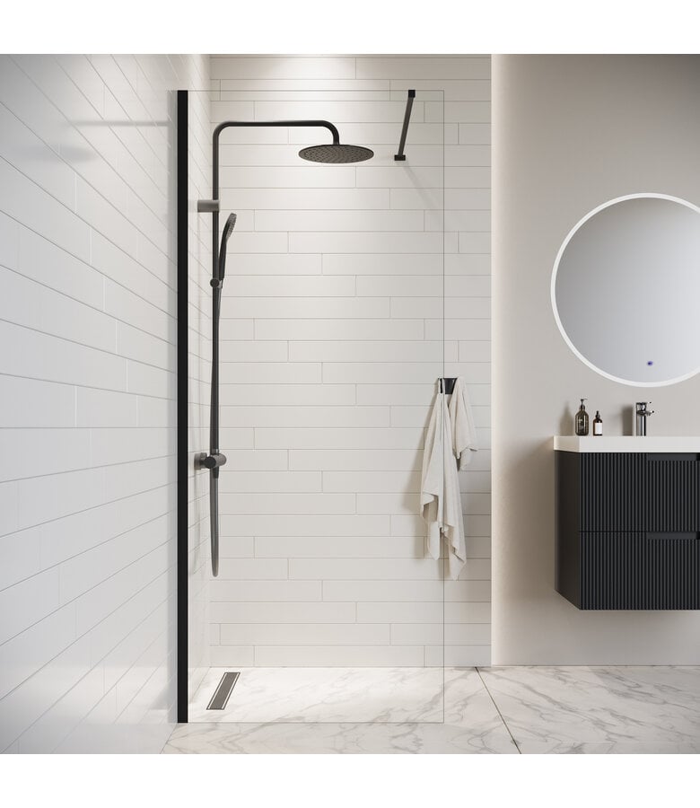 Badplaats Douchewand Florida 60 X 200 Cm - Zwart - Nano Coating