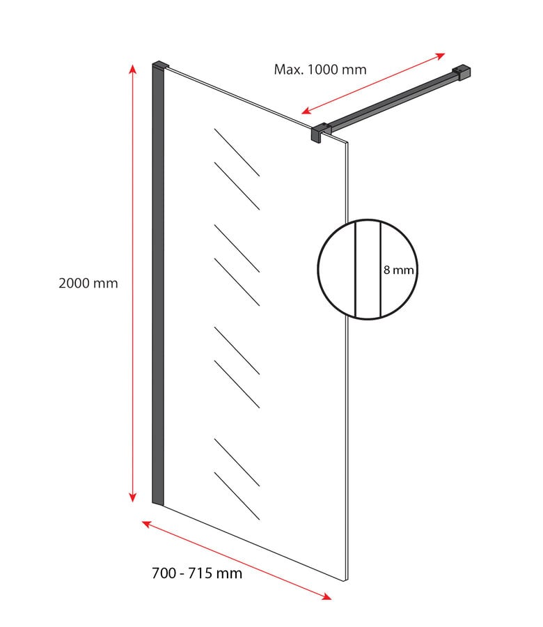 Badplaats Douchewand Florida 70 X 200 Cm - Goud - Nano Coating