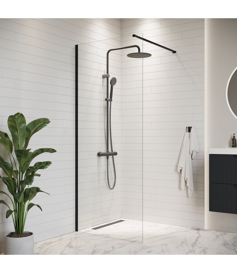 badplaats Douchewand Florida 70 x 200 cm - zwart - nano coating