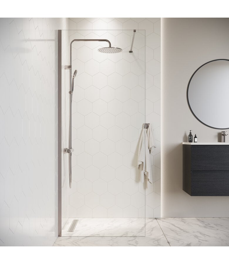 Badplaats Douchewand Florida 80 X 200 Cm - Chroom - Nano Coating