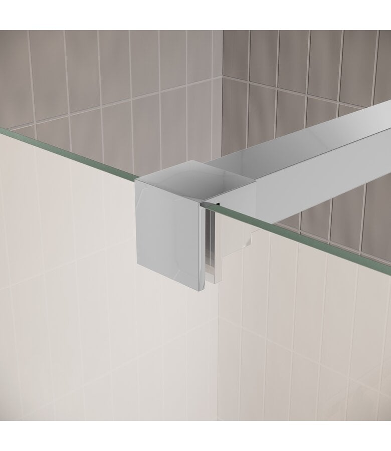 Badplaats Douchewand Florida 90 X 200 Cm - Chroom - Melkglas