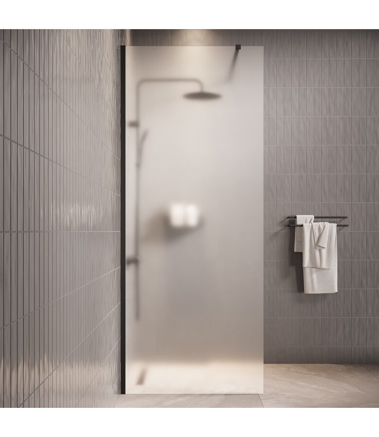 Badplaats Douchewand Florida 90 X 200 Cm - Zwart - Melkglas