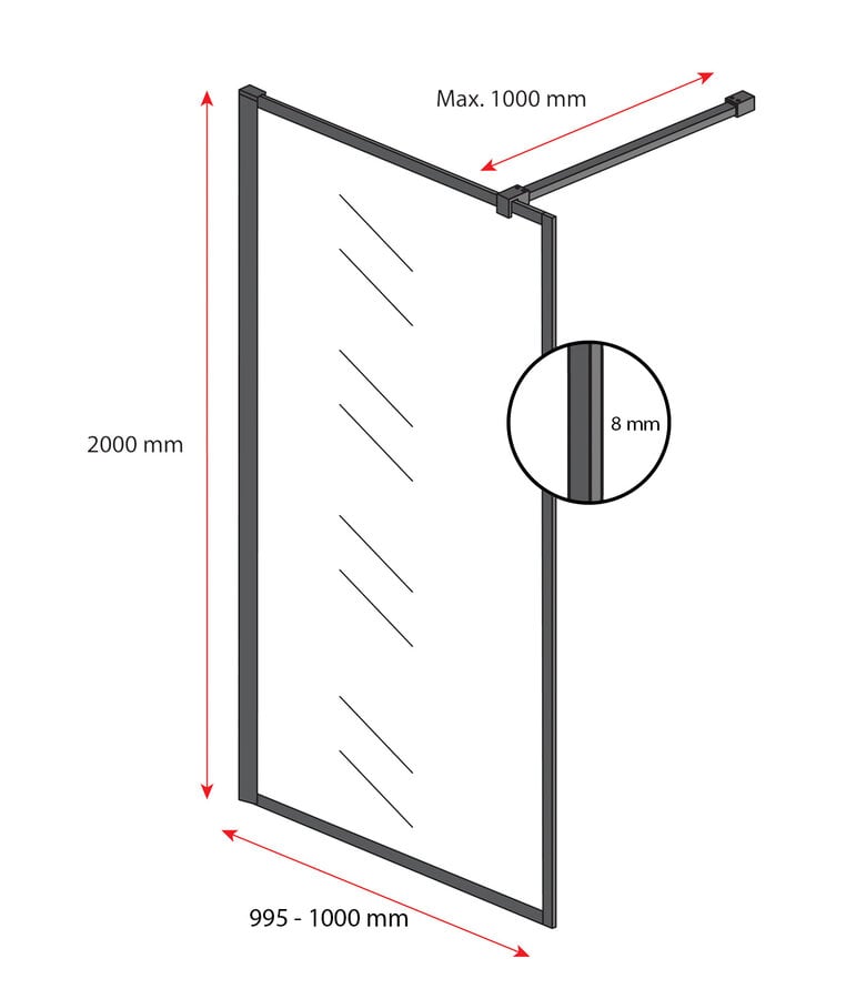 Badplaats Douchewand Georgia 100 X 200 Cm - Goud - Rookglas Met Nano Coating