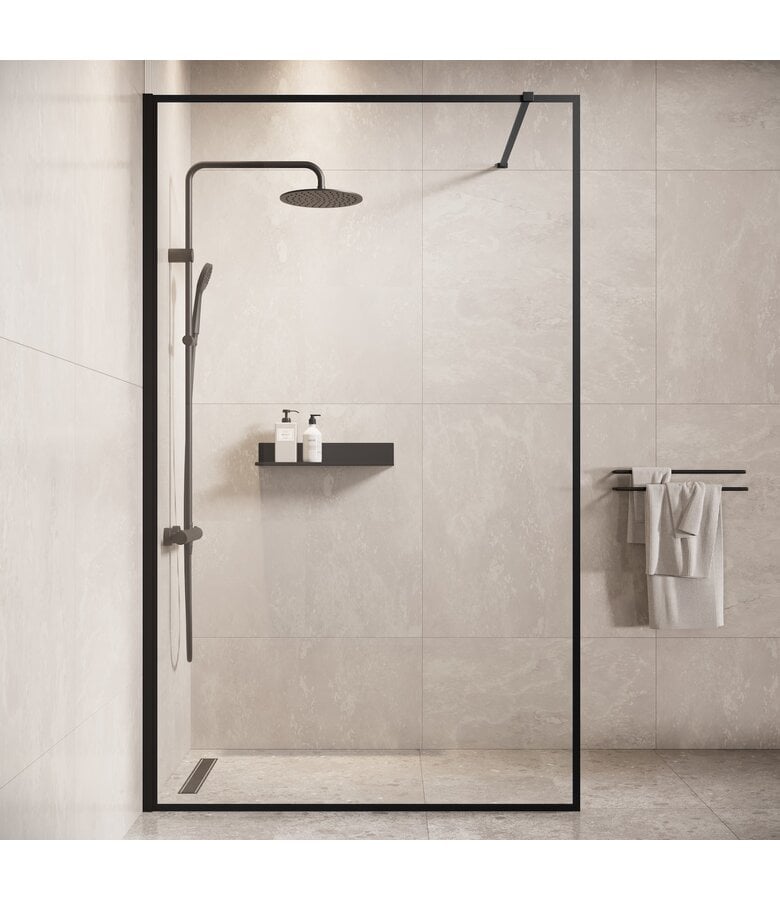 Badplaats Douchewand Georgia 100 X 200 Cm - Zwart - Nano Coating