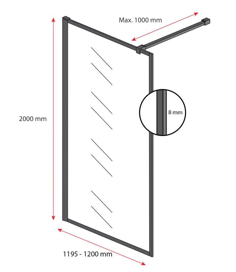 Badplaats Douchewand Georgia 120 X 200 Cm - Zwart - Nano Coating