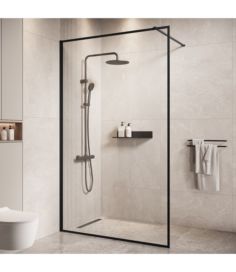 badplaats Douchewand Georgia 120 x 200 cm - zwart - nano coating