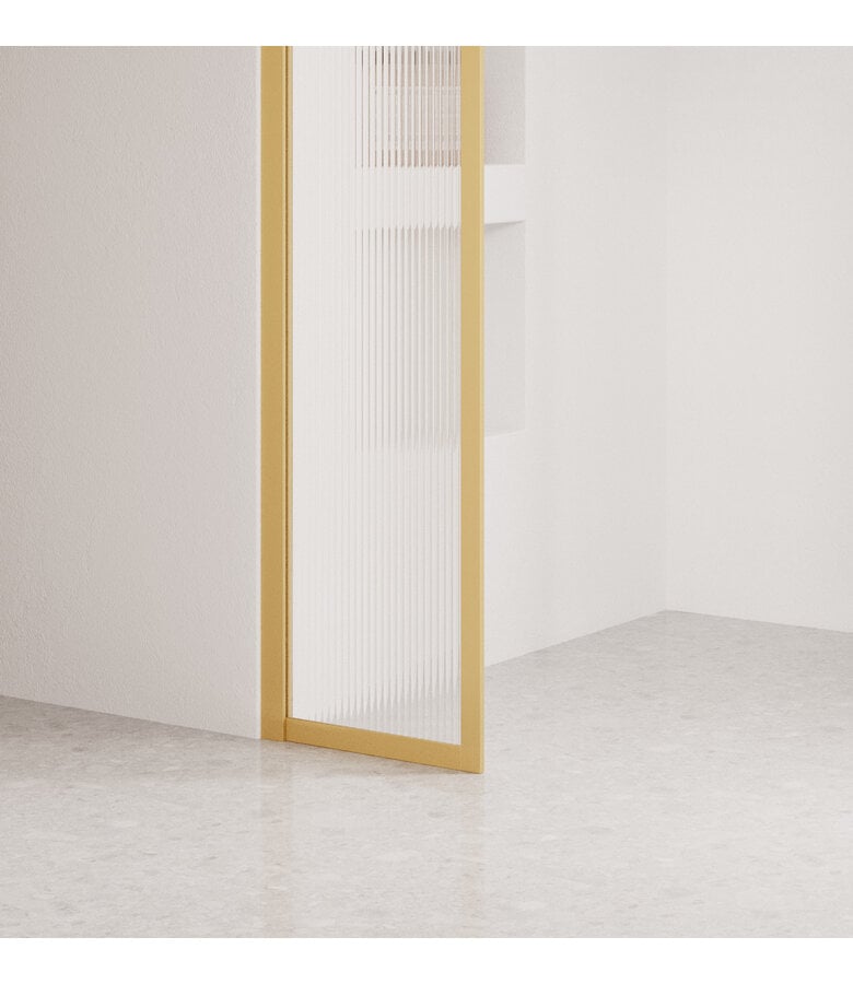 Badplaats Douchewand Georgia 40 X 200 Cm - Goud - Geribbeld Glas Met Nano Coating