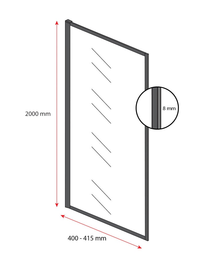 Badplaats Douchewand Georgia 40 X 200 Cm - Goud - Geribbeld Glas Met Nano Coating