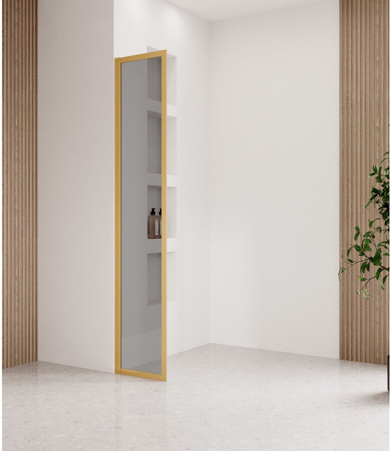 badplaats Douchewand Georgia 40 x 200 cm - goud - rookglas met nano coating