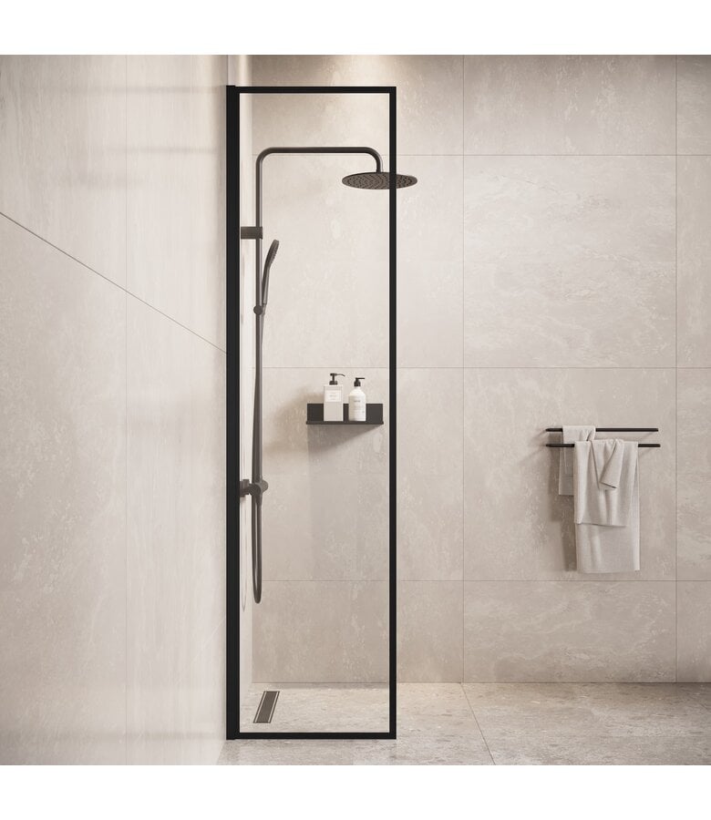 Badplaats Douchewand Georgia 40 X 200 Cm - Zwart - Nano Coating