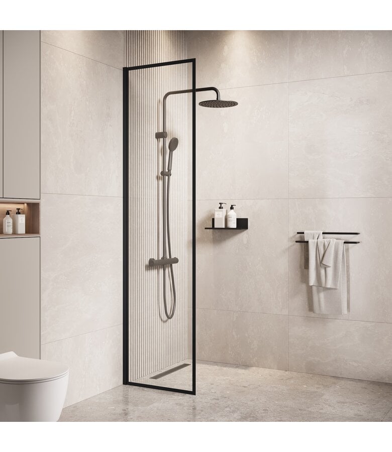 badplaats Douchewand Georgia 40 x 200 cm - zwart - nano coating