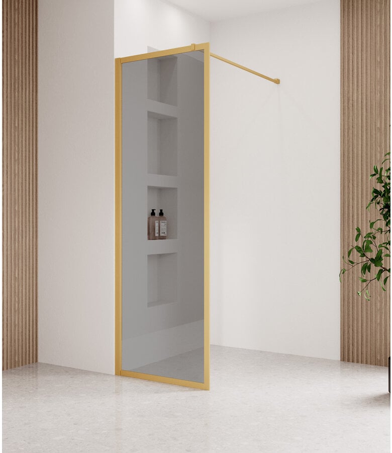 badplaats Douchewand Georgia 60 x 200 cm - goud - rookglas met nano coating