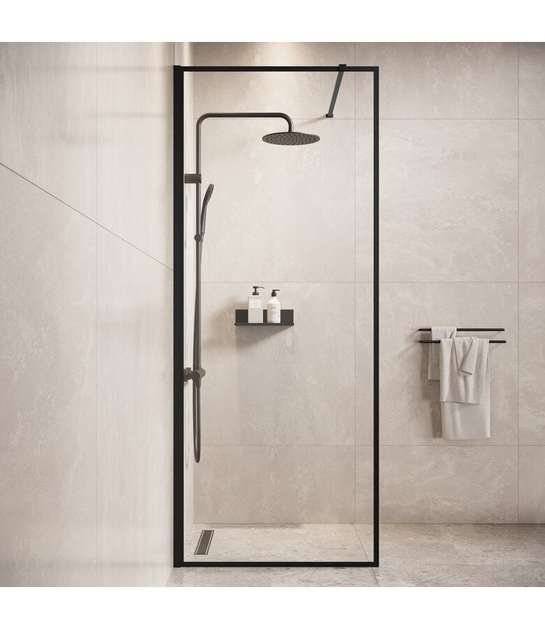 Badplaats Douchewand Georgia 60 X 200 Cm - Zwart - Nano Coating